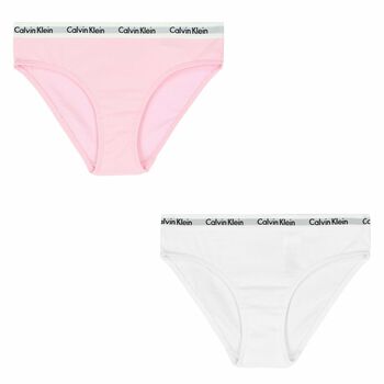 Girls White & Pink Bikini Brief (2 Pack)