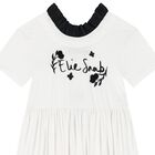 Girls White Logo Floral Dress, 1, hi-res