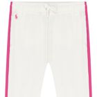Girls White & Pink Logo Joggers, 1, hi-res