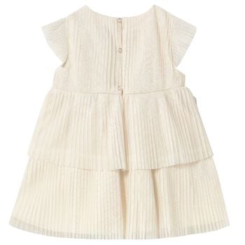 Younger Girls Ivory Pleated Tulle Dress