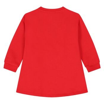 Younger Girls Red Teddy Bear Logo Dress