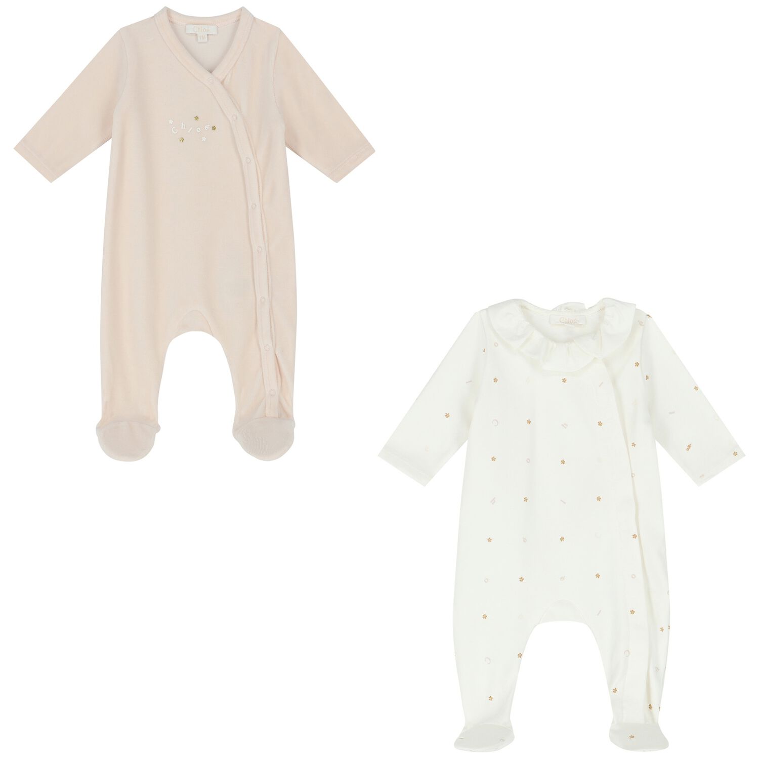 Baby Girls Pink & Ivory Logo Babygrows ( 2-Pack ), 1, hi-res