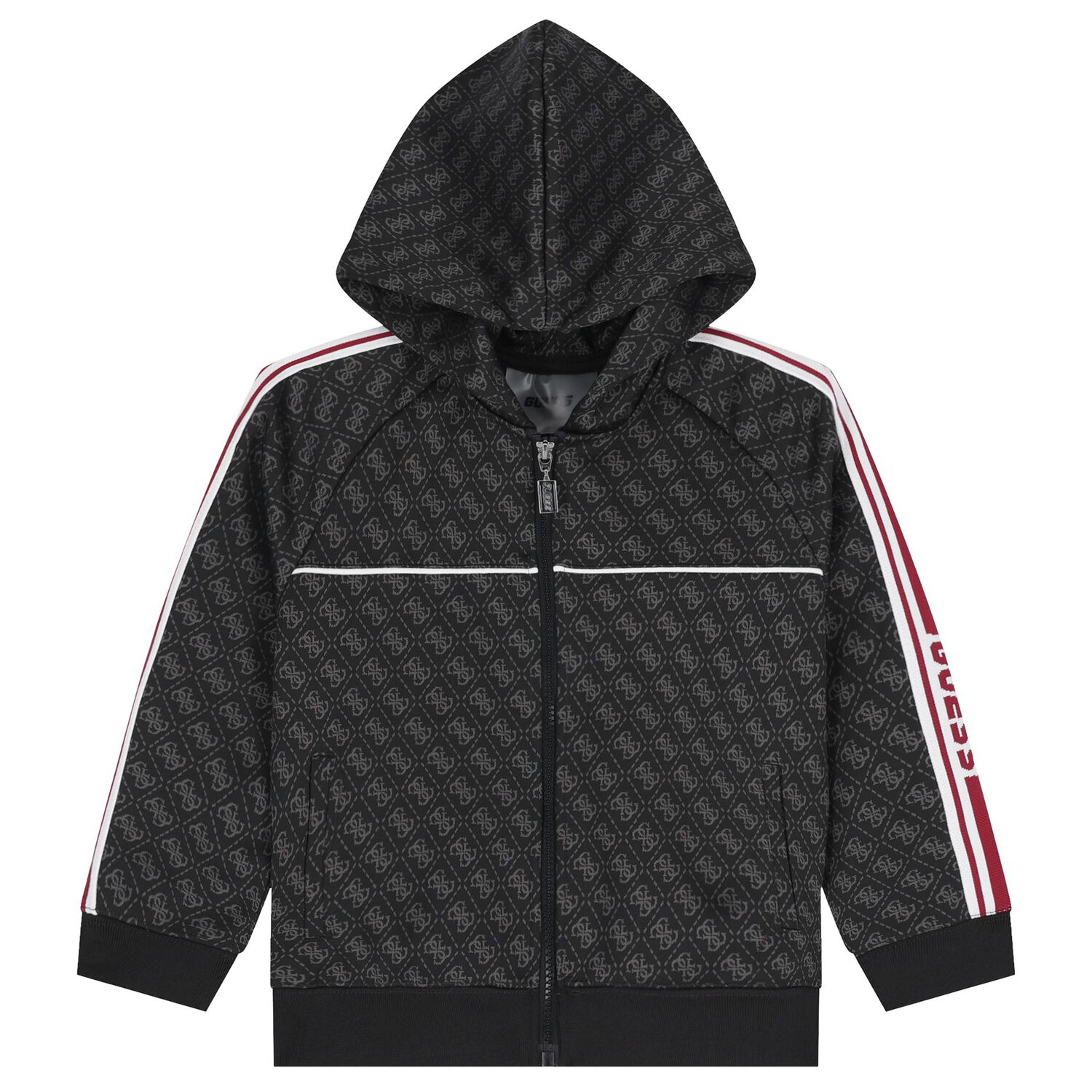 توب اولاد هودى بسحاب بالشعار باللون الاسود, 1, hi-res