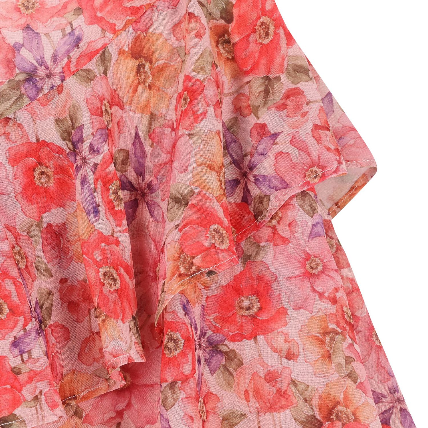 Girls Pink Floral Ruffle Maxi Dress, 1, hi-res