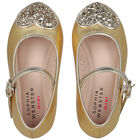 Girls Gold Heart Ballerina Shoes, 1, hi-res