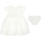 Baby Girls White Tulle Dress Set, 1, hi-res