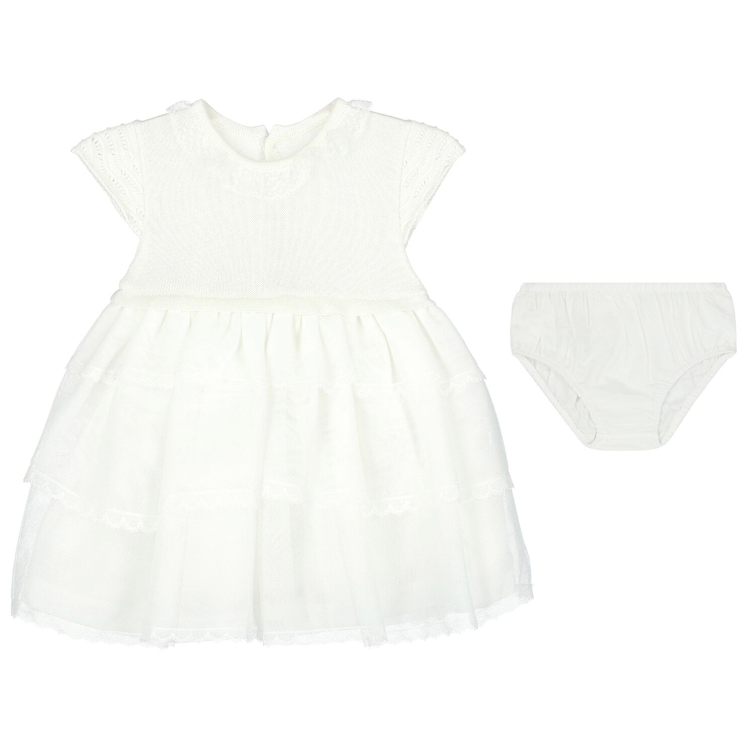 Baby Girls White Tulle Dress Set, 1, hi-res image number null
