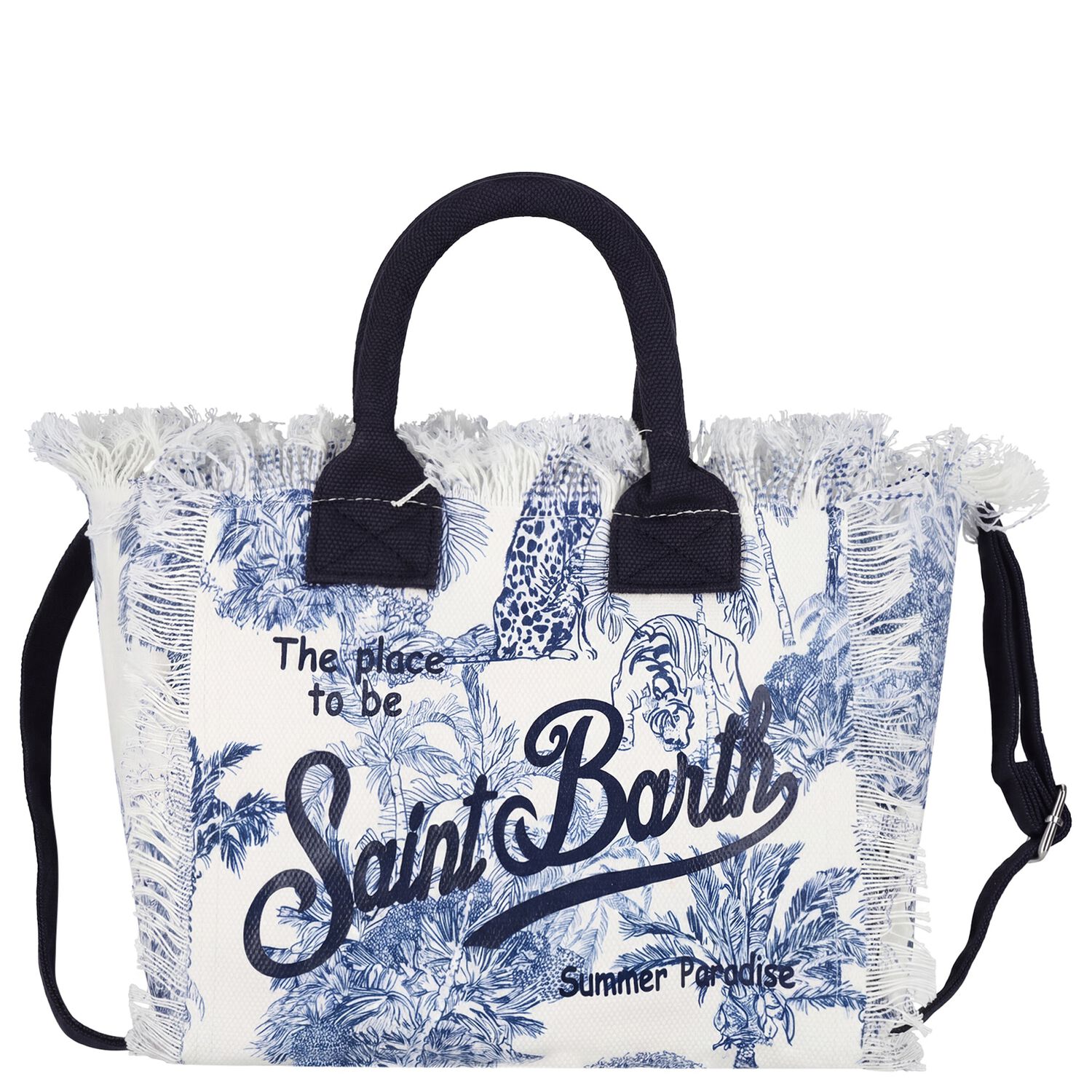 Girls White & Navy Blue Colette Logo Tote Bag ( 30cm ), 1, hi-res