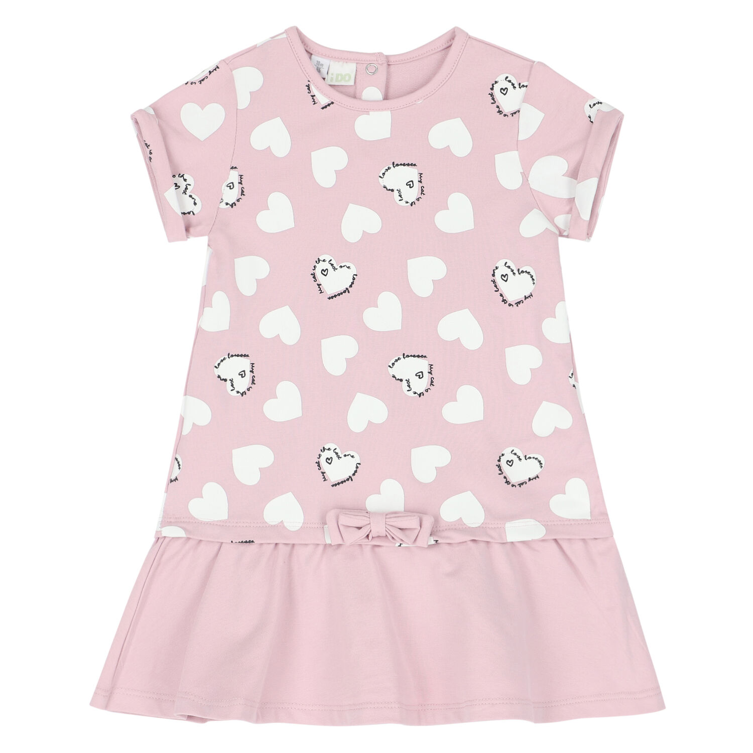 Younger Girls Pink Heart Dress, 1, hi-res
