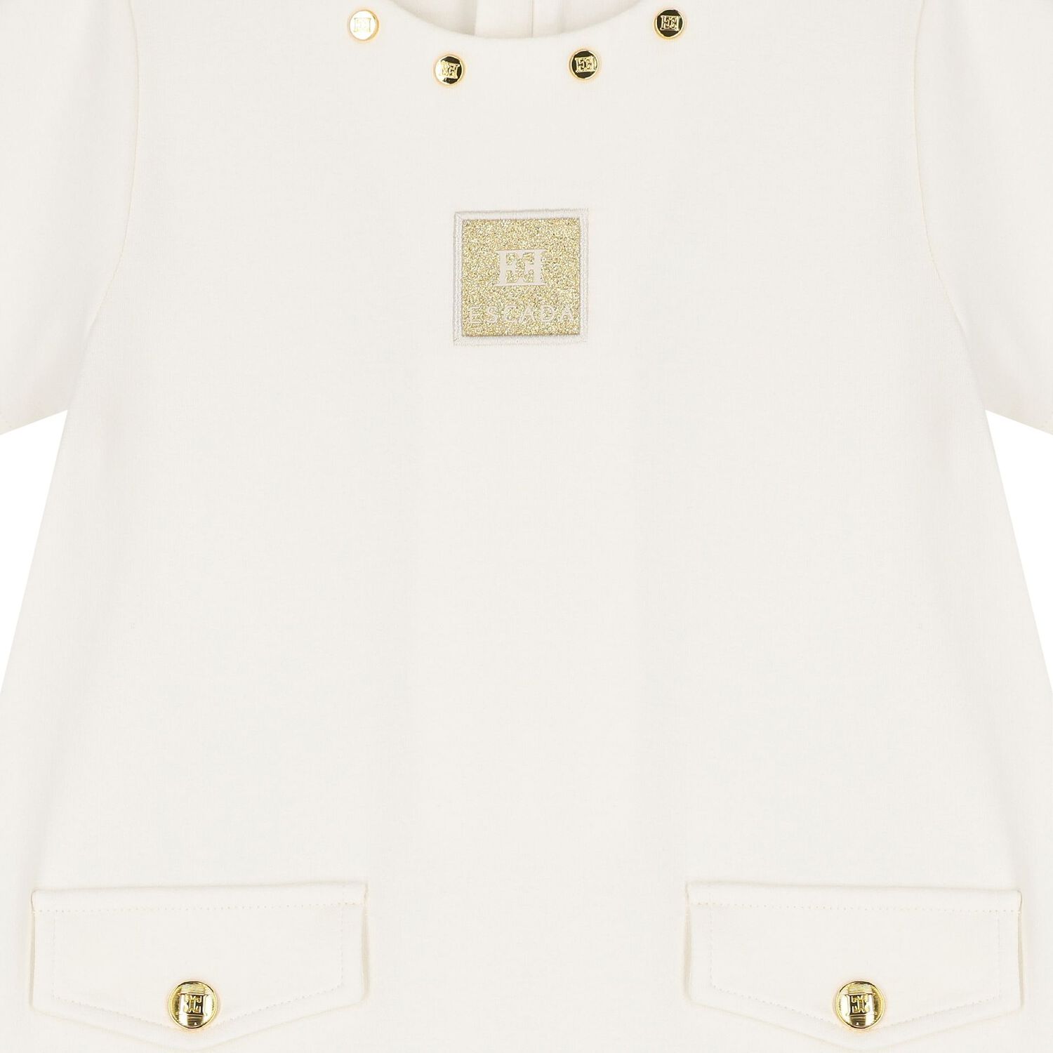 Girls Ivory Logo Pleated Dress, 1, hi-res