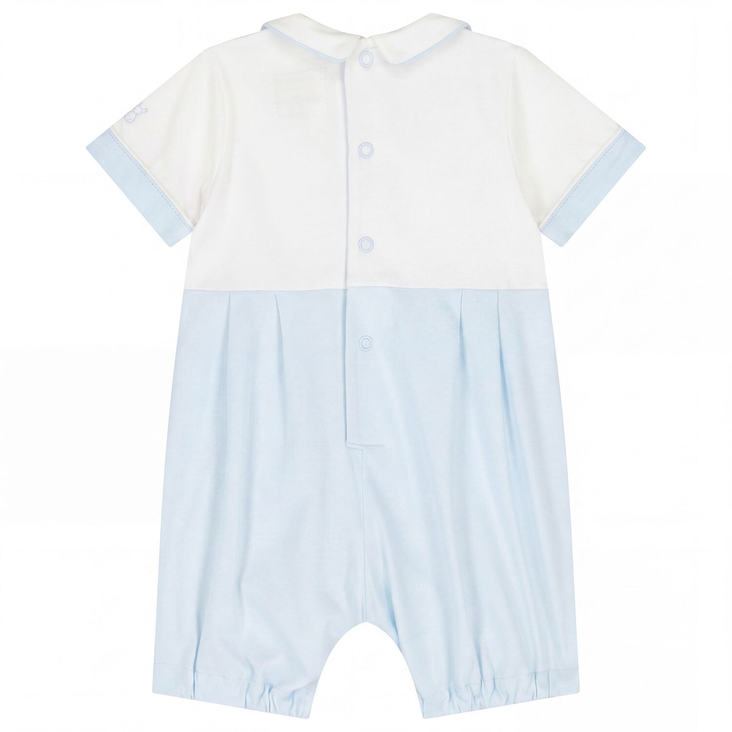 Baby Boys White & Blue Romper, 1, hi-res
