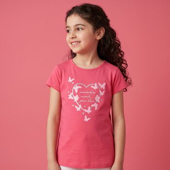 Girls Pink Heart T-Shirt