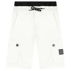 Boys White Logo Shorts, 1, hi-res