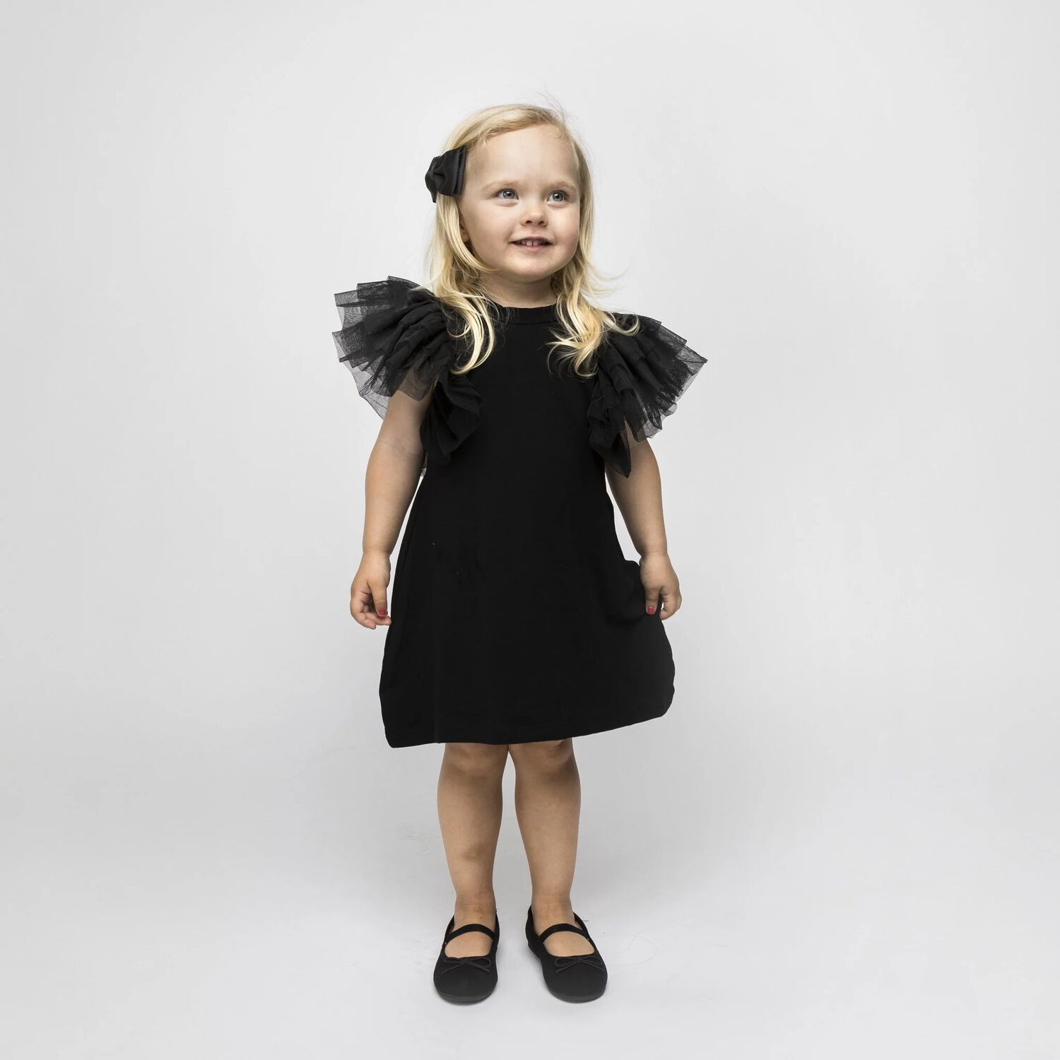 Girls Black Tulle Dress, 5, hi-res image number null