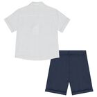 Boys White & Blue Shorts Set, 2, hi-res