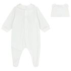 White Teddy Bear Logo Babygrow Gift Set , 1, hi-res