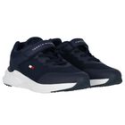 Boys Navy Blue Logo Trainers, 1, hi-res