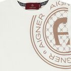 طقم شورت للأولاد باللون العاجي والبيج بشعار, 1, hi-res