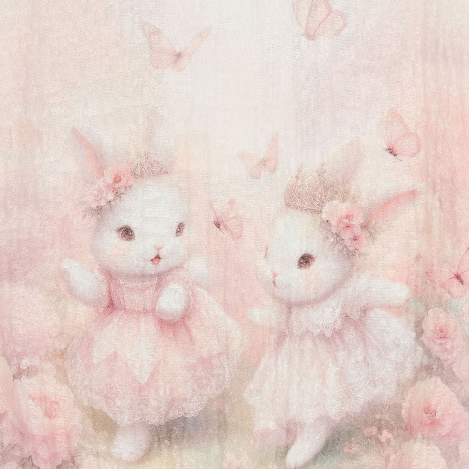 رومبير أطفال بطبعة أرانب وزهور باللون العاجي للبنات, 1, hi-res