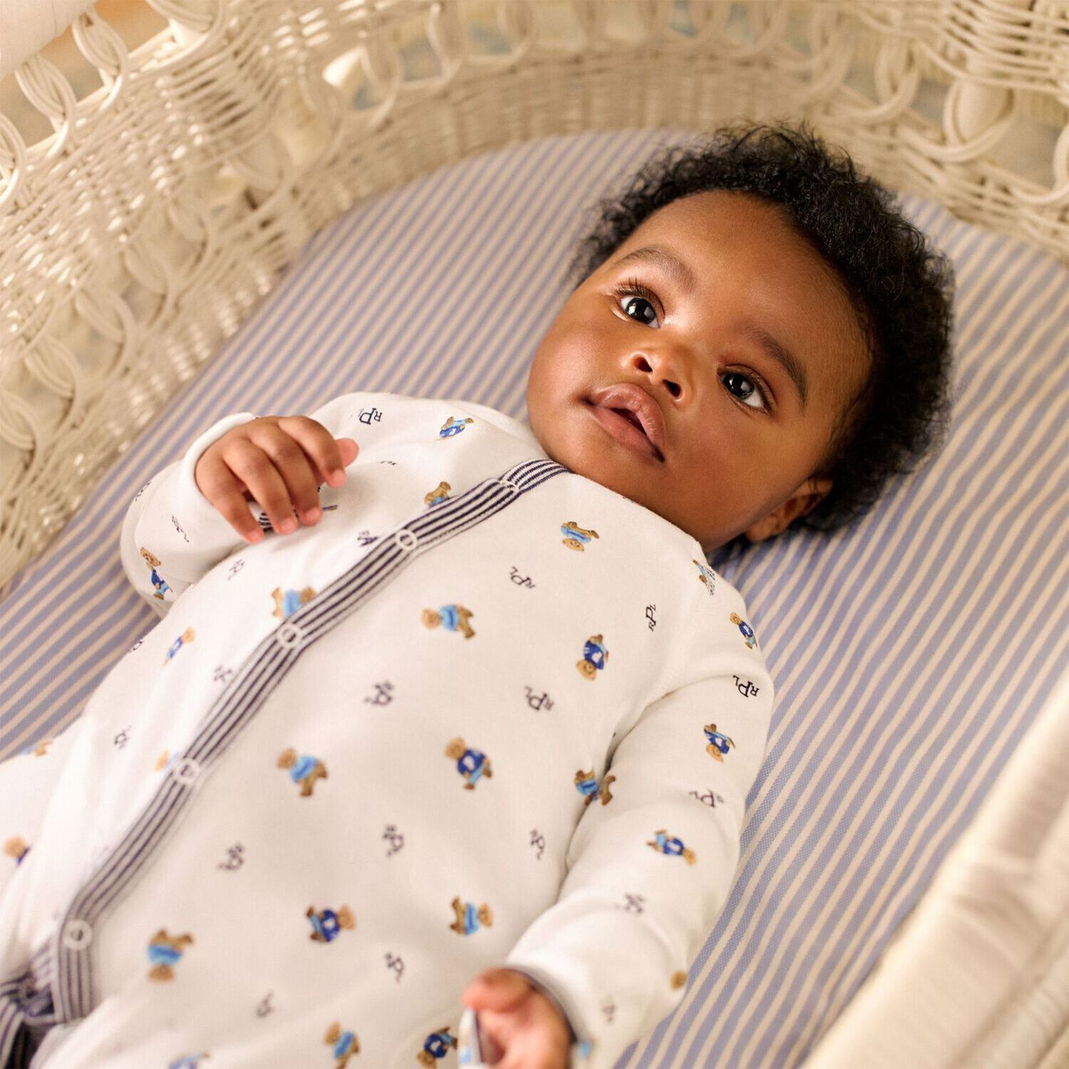 Baby Boys White Polo Bear Babygrow, 1, hi-res