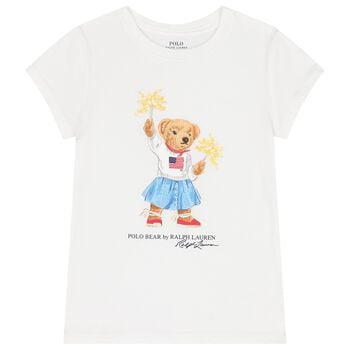 Girls White Polo Bear T-Shirt