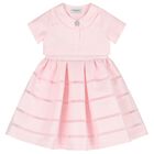 Girls Pink Satin Twill Dress Set, 1, hi-res