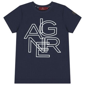 Boys Navy Blue Logo T-Shirt