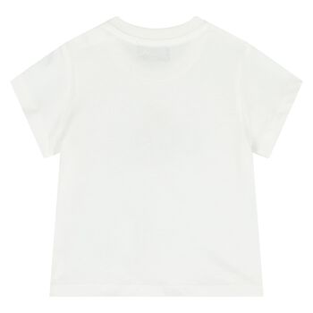 تي شيرت بشعار الدب تيدي باللون الأبيض