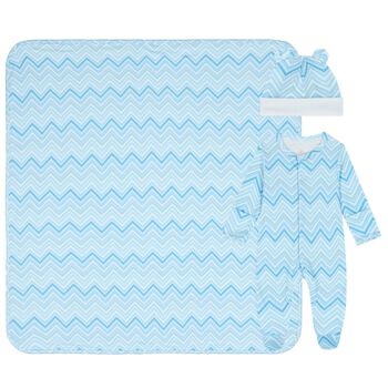 Baby Boys Blue Zig Zag Babygrow Gift Set  