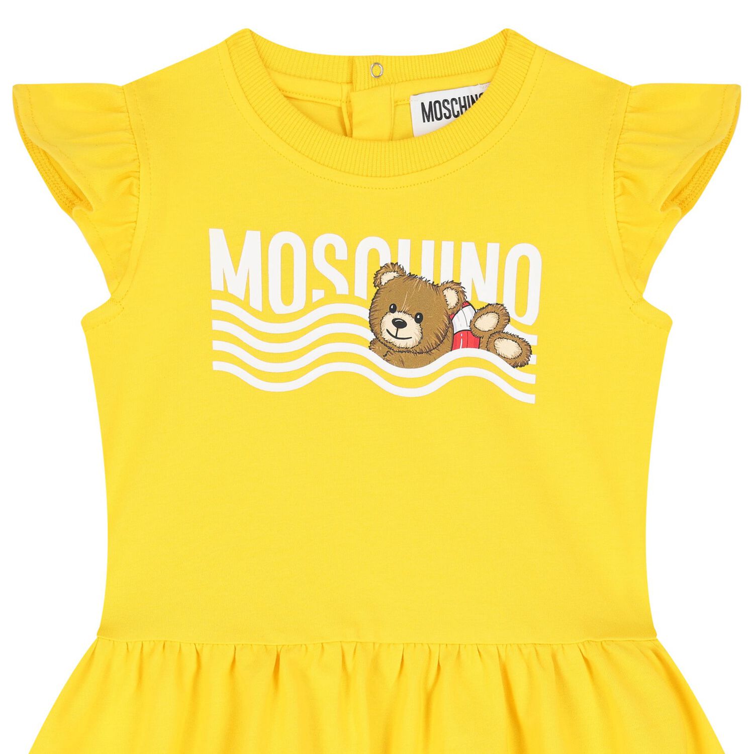 Younger Girls Yellow Teddy Bear Logo Dress, 3, hi-res