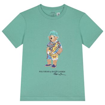 Boys Green Polo Bear Crew Neck T-Shirt
