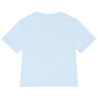 شورت بشعار باللون  أزرق للأولاد , 1, hi-res