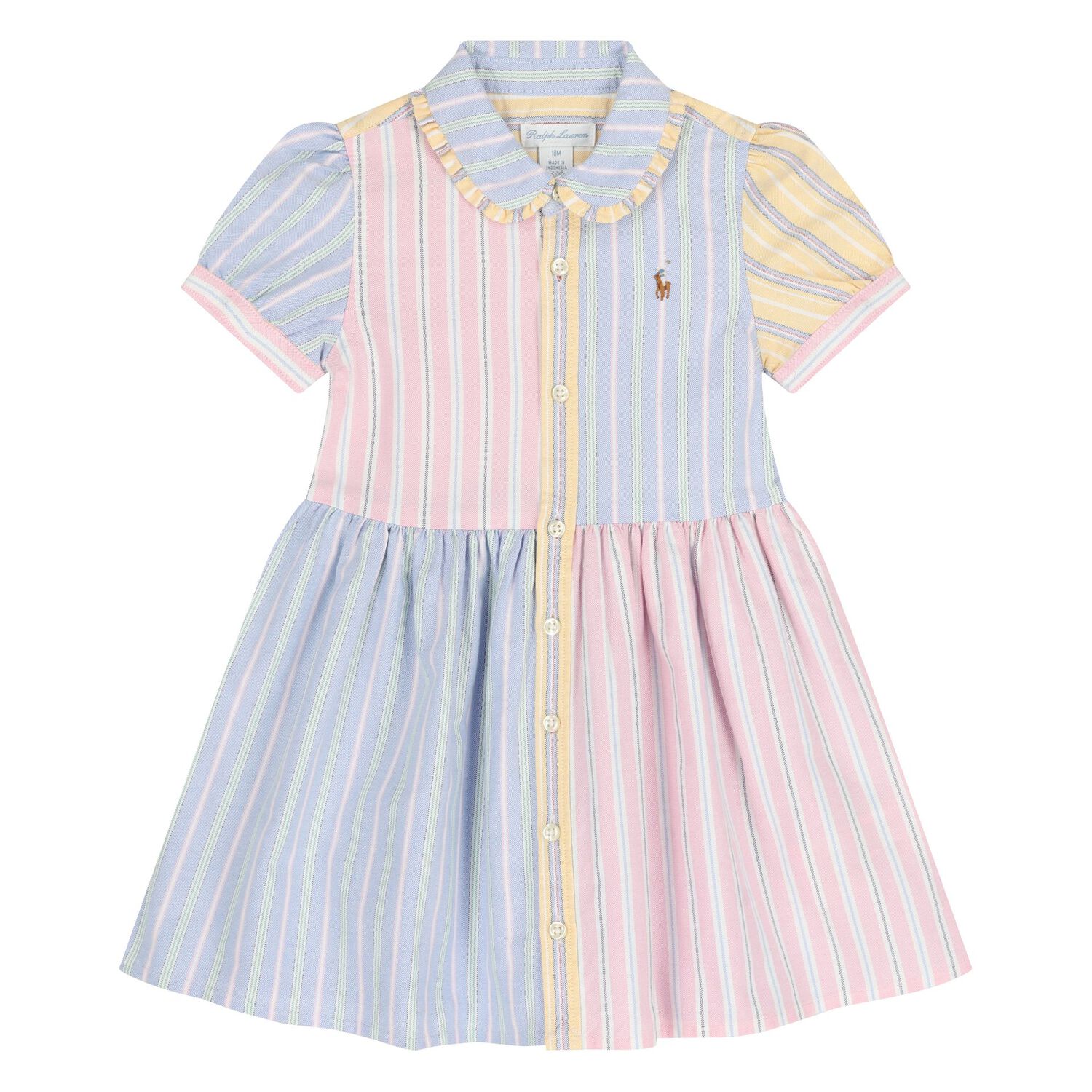 Baby Girls Multi-Coloured Striped Dress Set, 1, hi-res