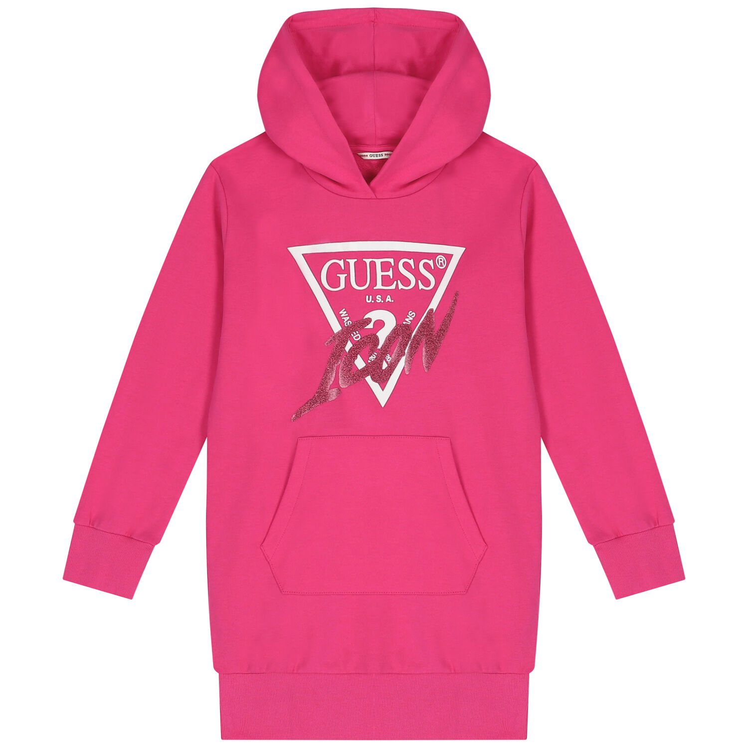 Girls Pink Logo Hooded Dress, 1, hi-res image number null