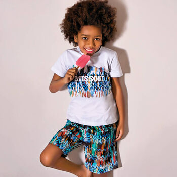 Boys White Zigzag T-Shirt