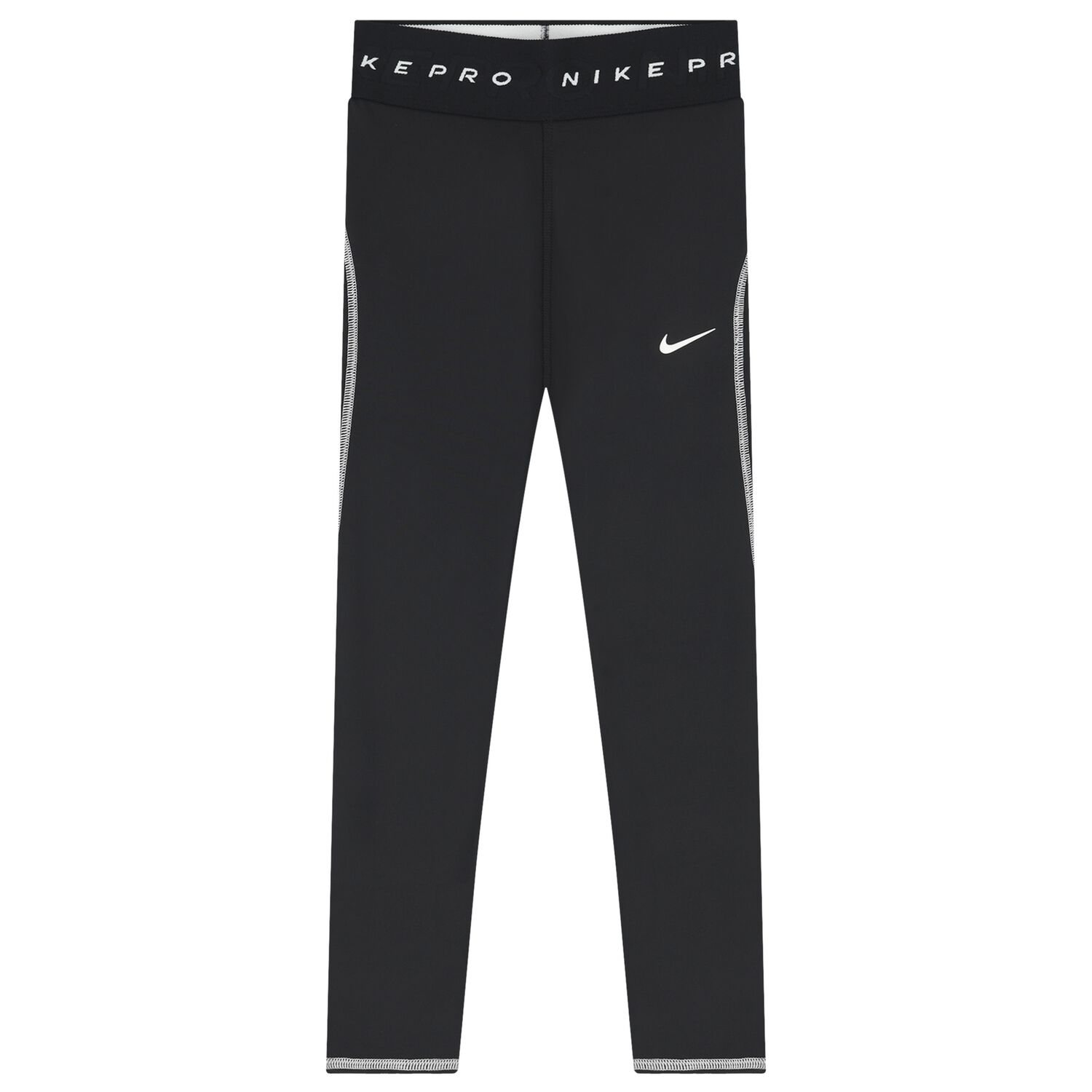 بنطلون ضيق للبنات بشعار باللون الأسود, 1, hi-res