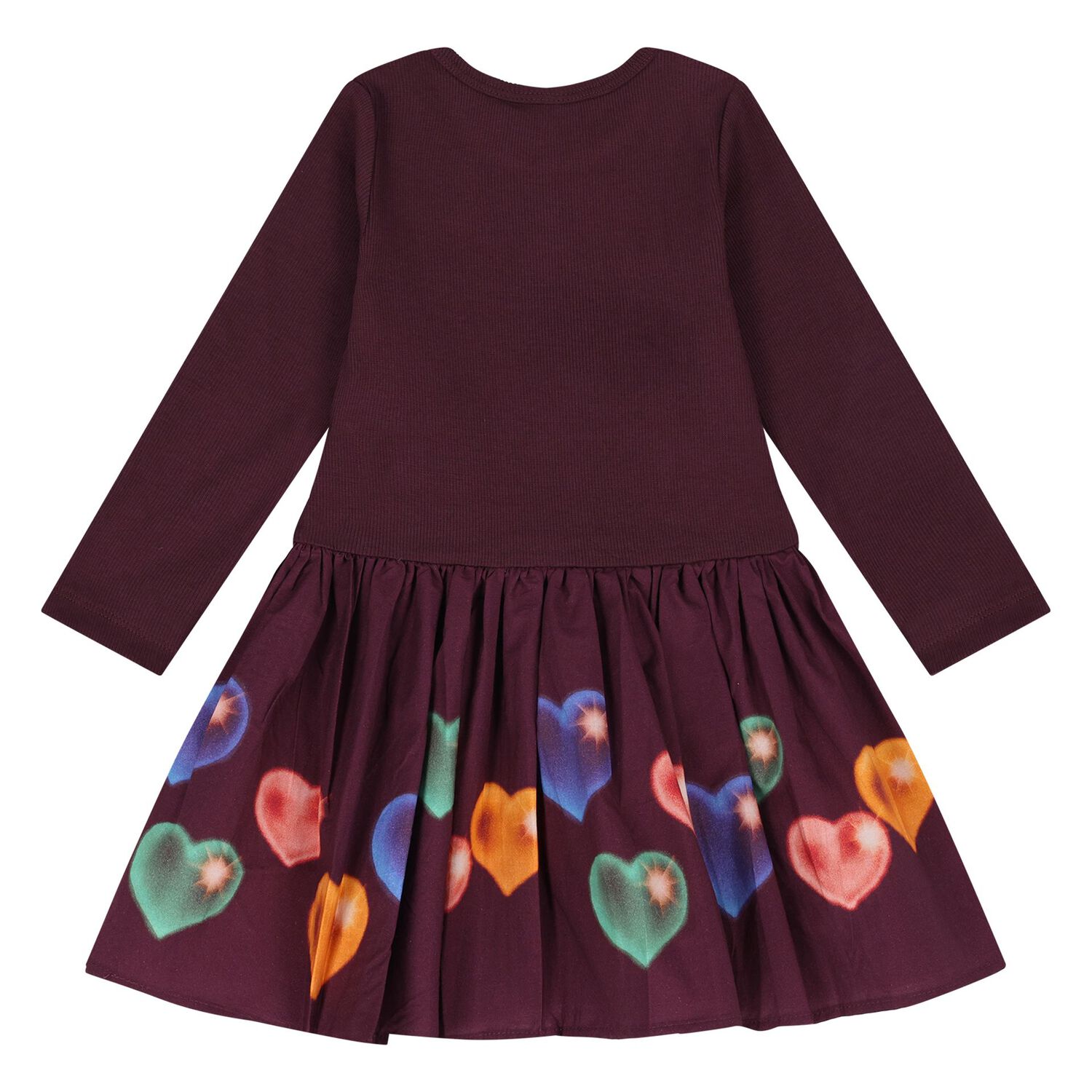 Younger Girls Purple Hearts Dress, 1, hi-res