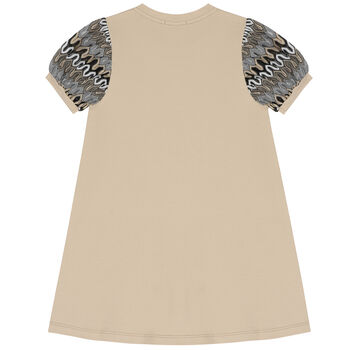 Girls Beige Logo Bag Dress