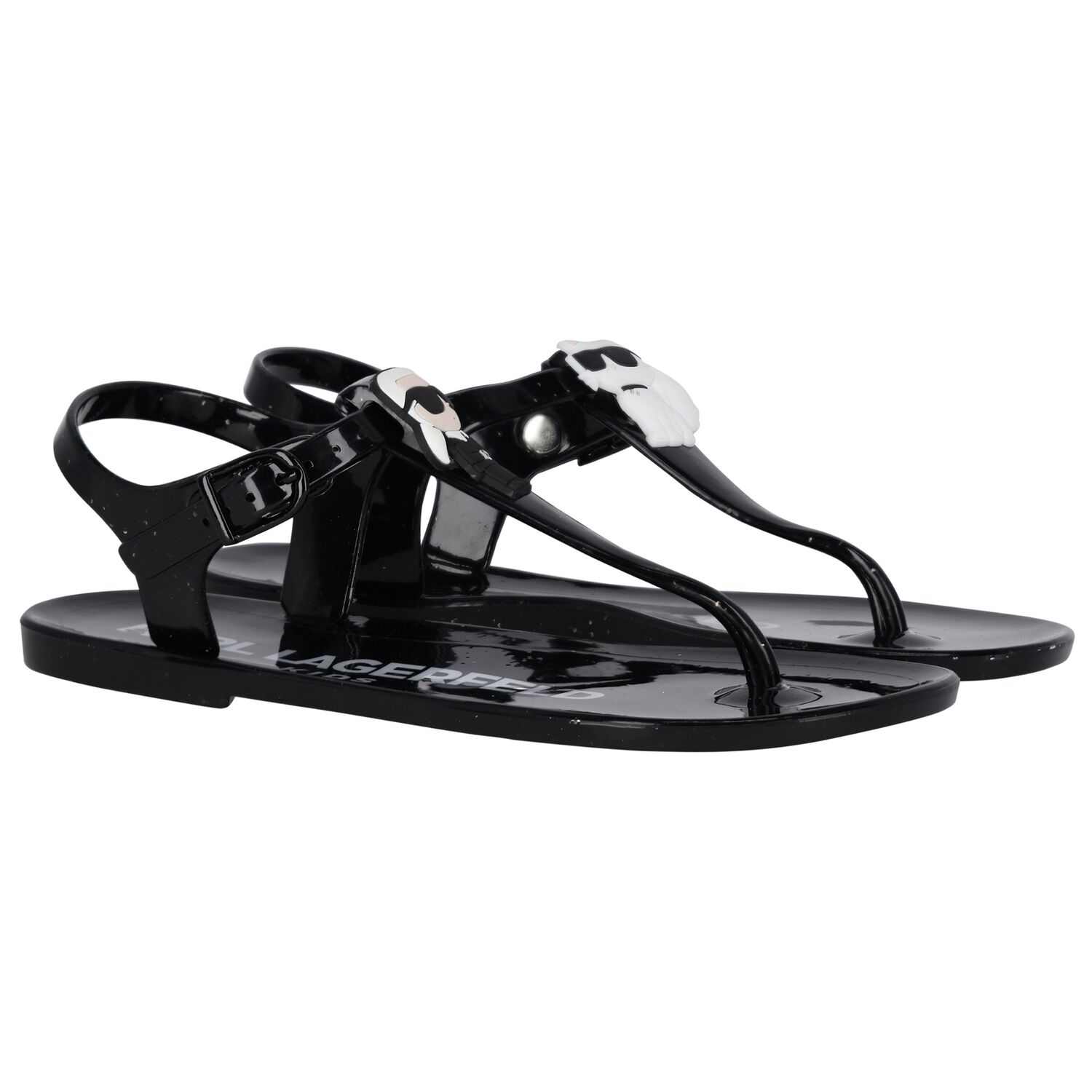 Girls Black Karl & Choupette Sandals, 1, hi-res image number null
