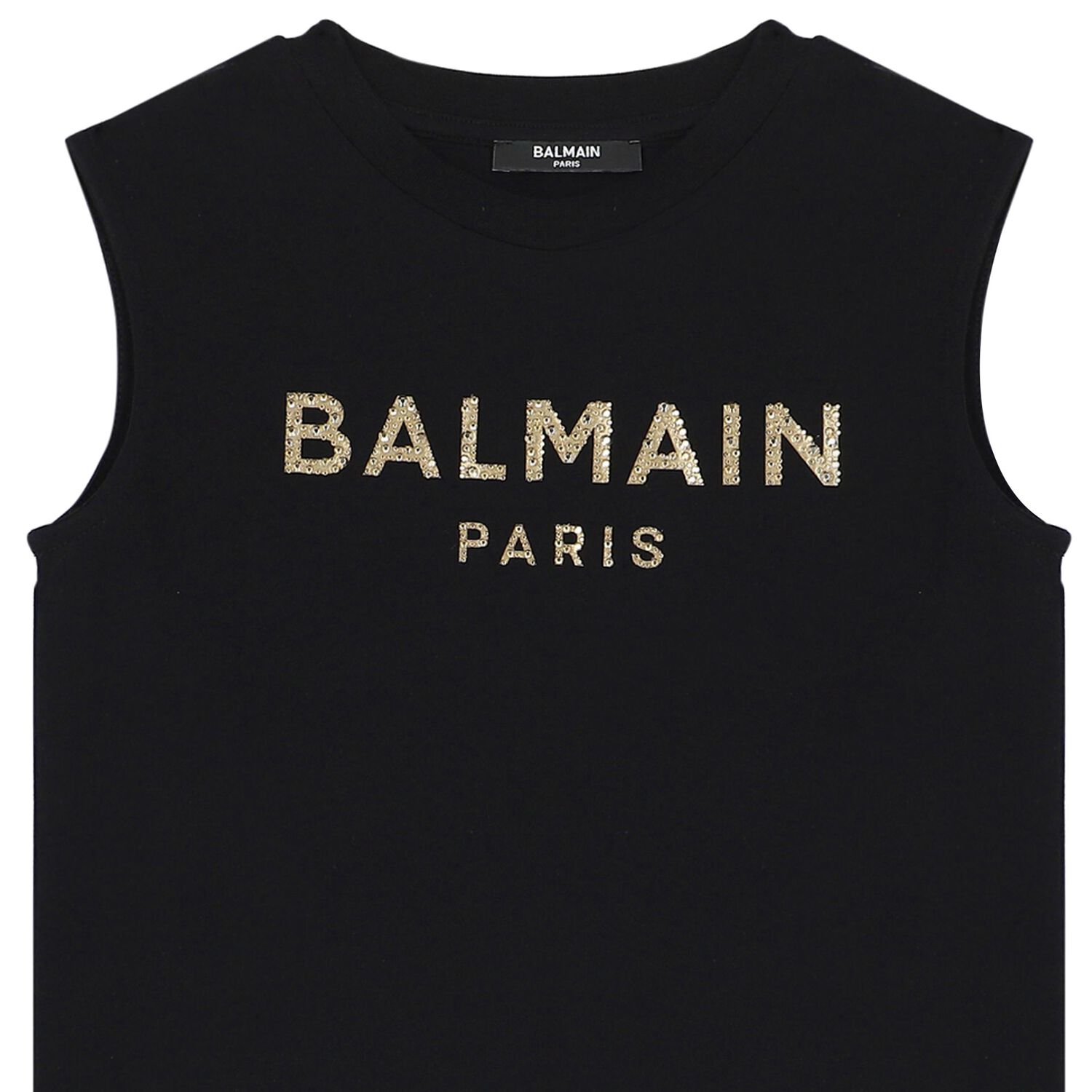 فستان بنات بالشعار باللون الأسود والذهبي, 2, hi-res