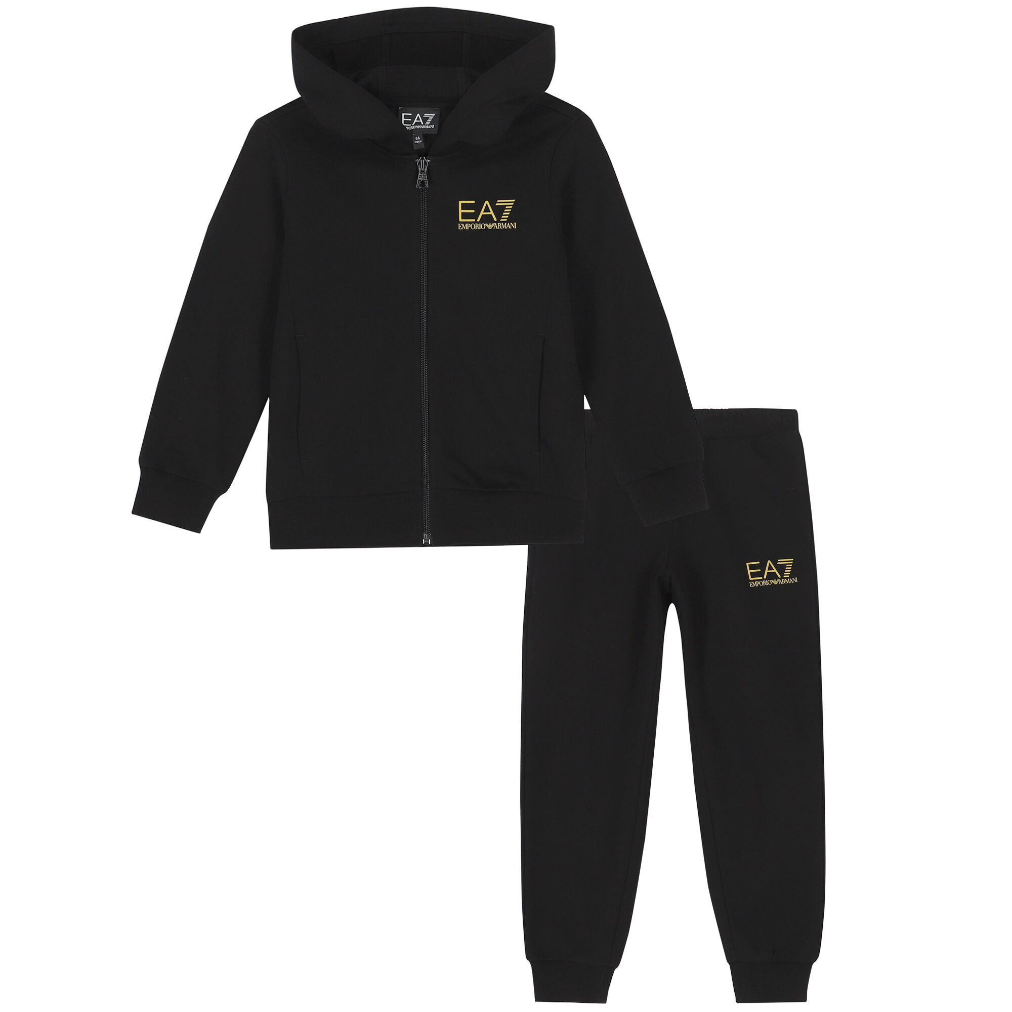 EA7 Emporio Armani Boys Black Logo Tracksuit Junior Couture QA