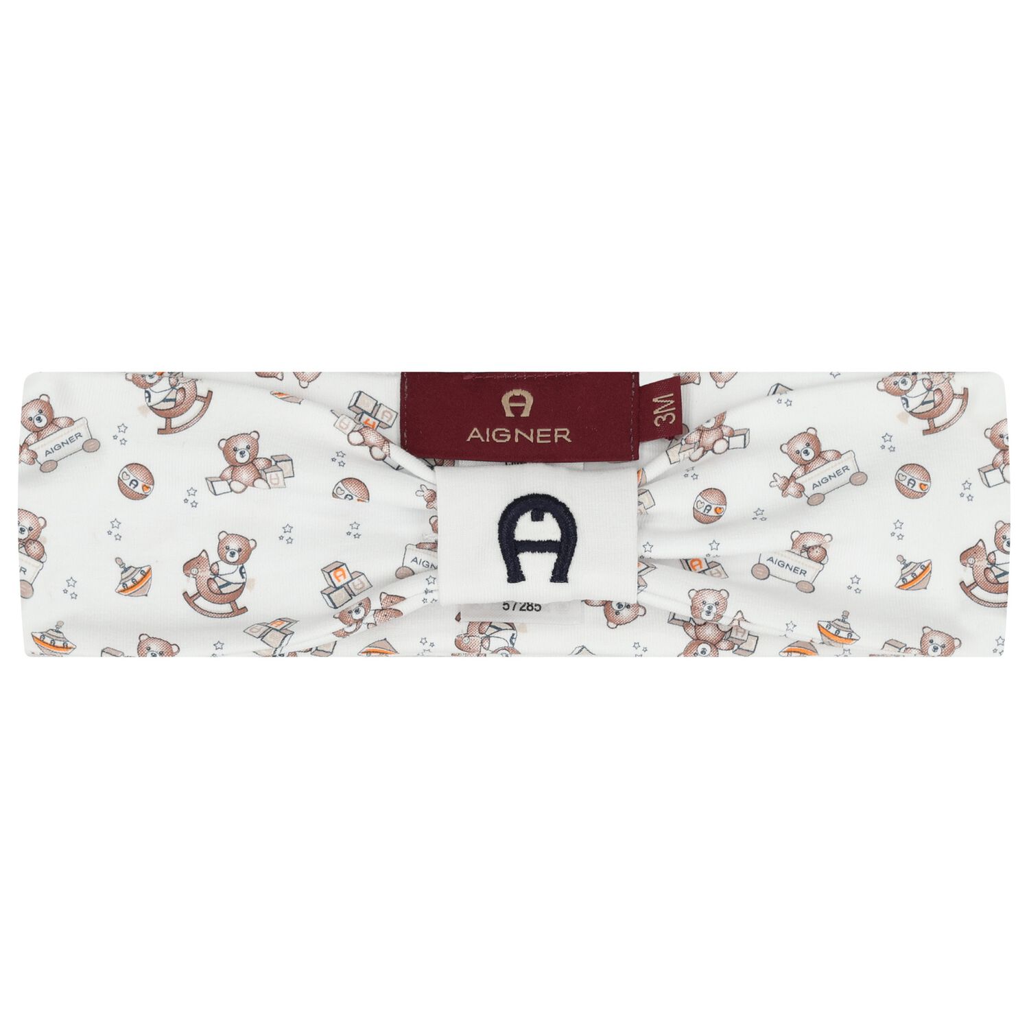 Baby Girls White Teddy Bear Logo Headband, 1, hi-res
