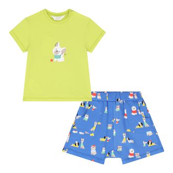 Mayoral Baby Boys Green & Blue Shorts Set, 2 Baby Boys Green & Blue Shorts Set