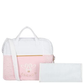 White & Pink Logo Baby Changing Bag