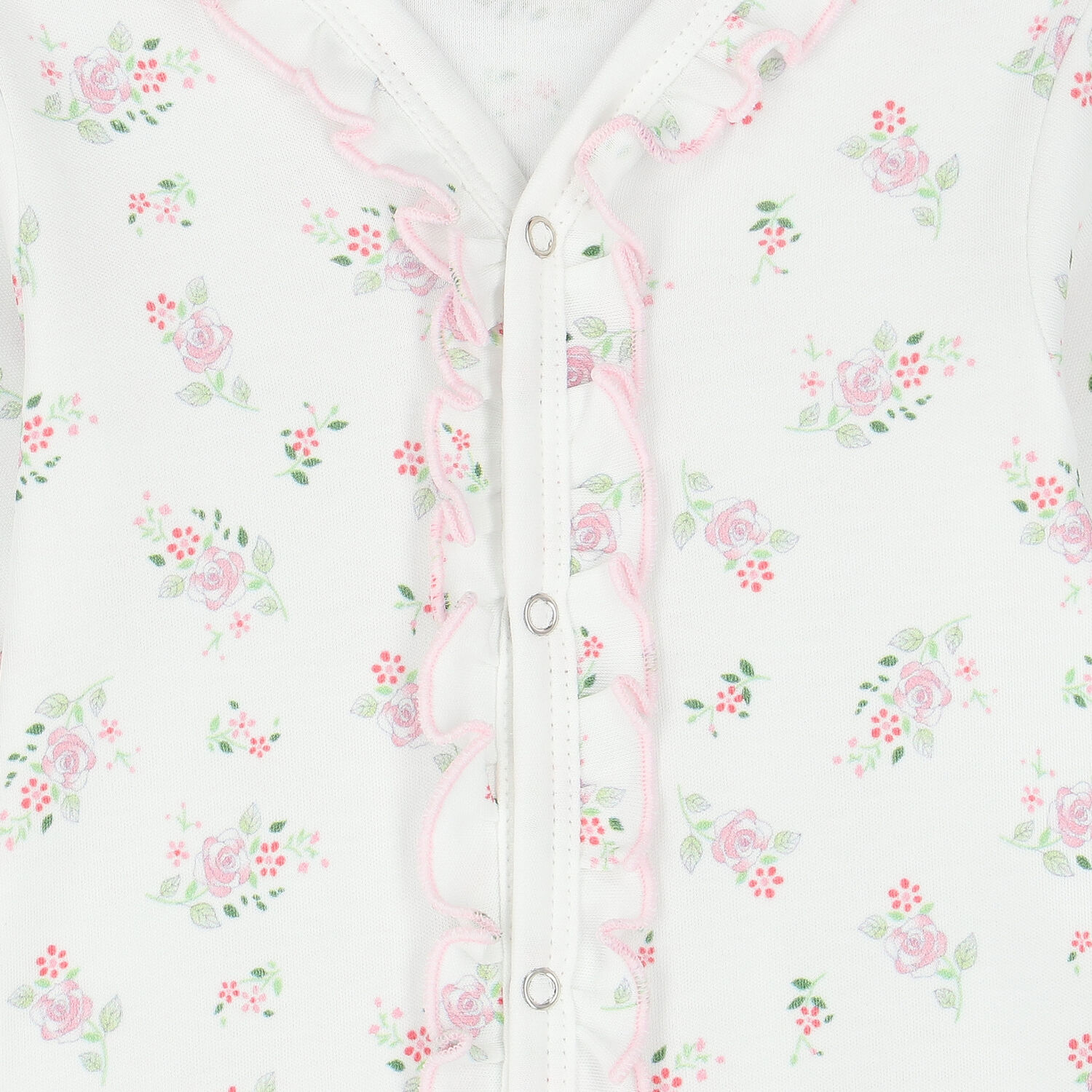 Baby Girls White Floral Babygrow, 1, hi-res