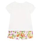 Younger Girls White Floral Shorts Set, 1, hi-res