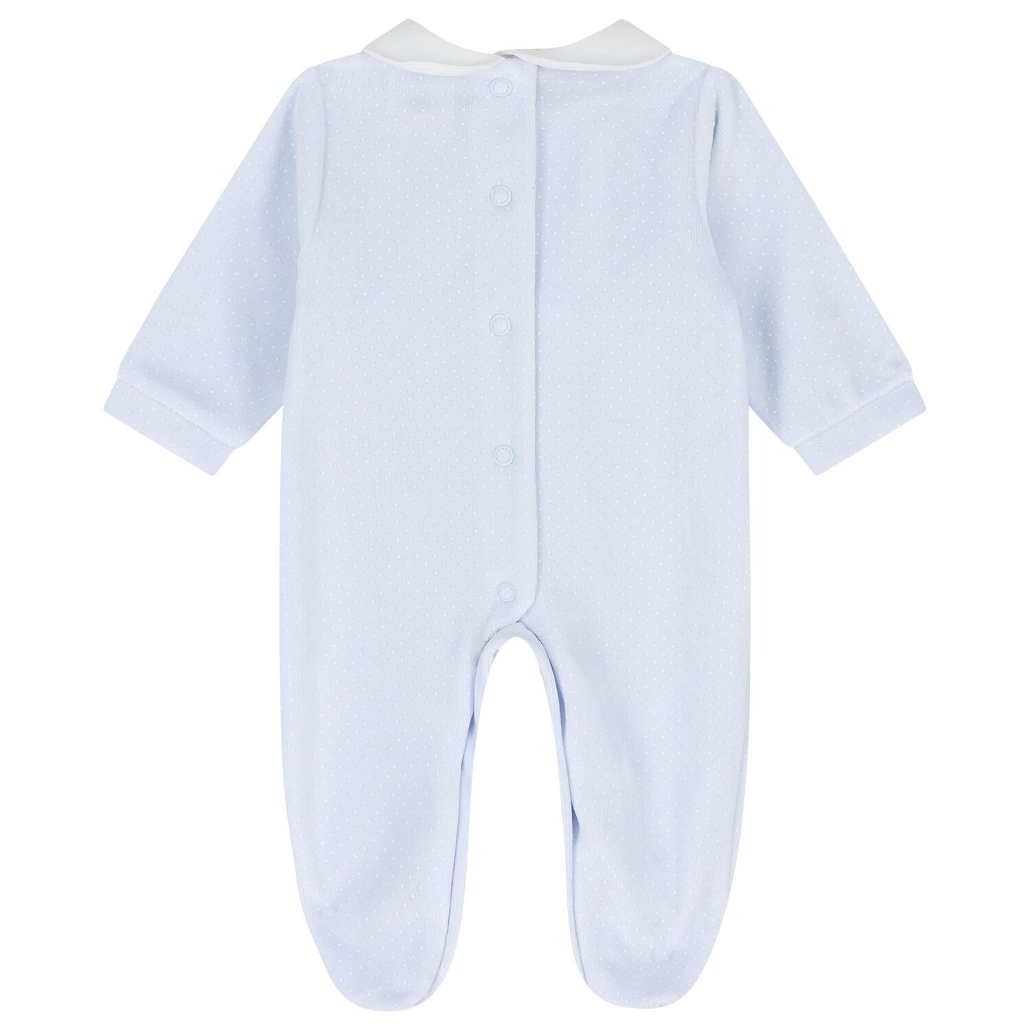 Baby Boys White & Blue Dot Babygrow, 2, hi-res