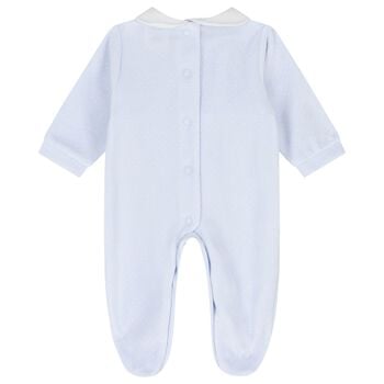 Baby Boys White & Blue Dot Babygrow