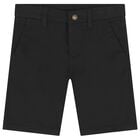 Boys Black Chino Shorts, 2, hi-res
