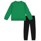 Boys Green & Black Dinosaur Logo Tracksuit, 3, hi-res